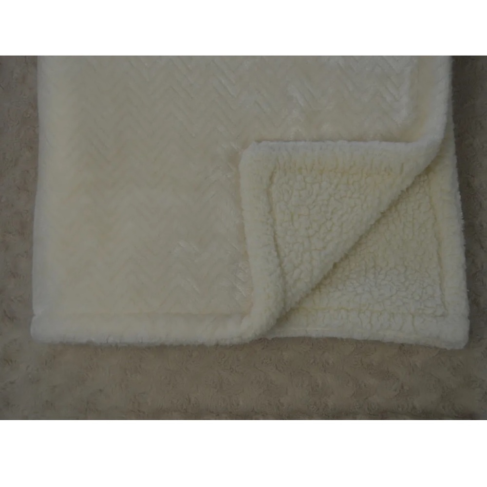 Walmart Stores Chevron Baby Blanket Cream Off White Thick Plush Sherpa Lovey